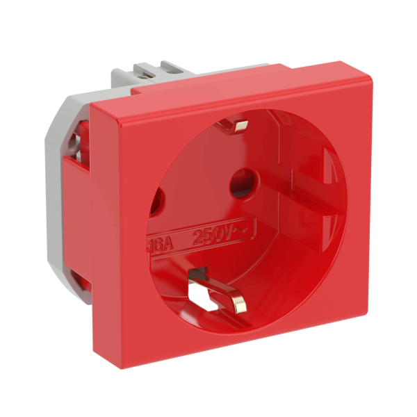 Купить DKC Розетка силовая 2Р+Е, со шторками, «Viva», 2 мод., красная