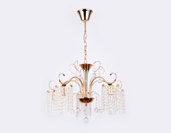 Купить Ambrella Подвесная люстра с хрусталем TR4507/5 GD/CL золото/прозрачный E14/5 max 40W D610*720