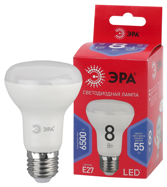 ЭРА LED R63-8W-865-E27 R (диод, рефлектор, 8Вт, хол, E27)