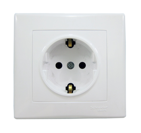 Купить SE Sedna Бел Розетка с/з и шторками (упак.=5 шт.) (в сборе, с рамкой) SDN3009121