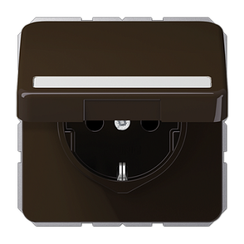 JUNG Штепсельная розетка SCHUKO 16A 250V~ с полем для надписи и защитой от влажности коричневая CD1520BFNAKLBR