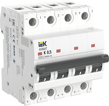 IEK ARMAT Автоматический выключатель M06N-DC 4P K 0,5А AR-M06N-4-K0D5DC