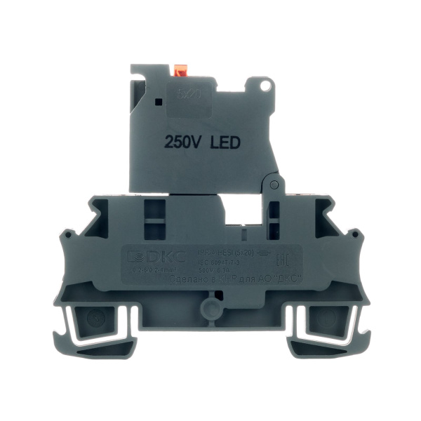 Купить DKC Nuputuk Клемма для предохранителя, зажим Push-in, 2 точки подключения, индикация 24В, 4 кв.мм, серая