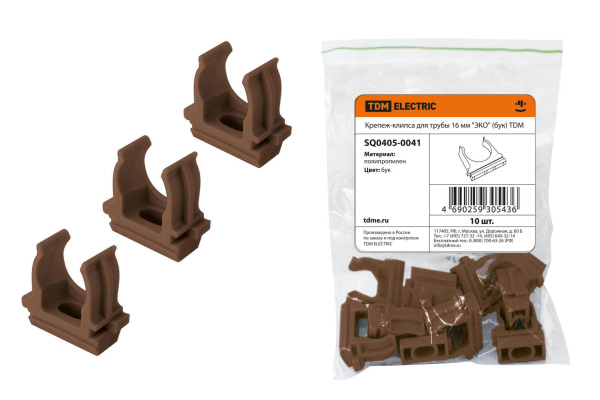 TDM Крепеж-клипса для трубы 16 мм (10шт) "ЭКО" (бук) SQ0405-0041