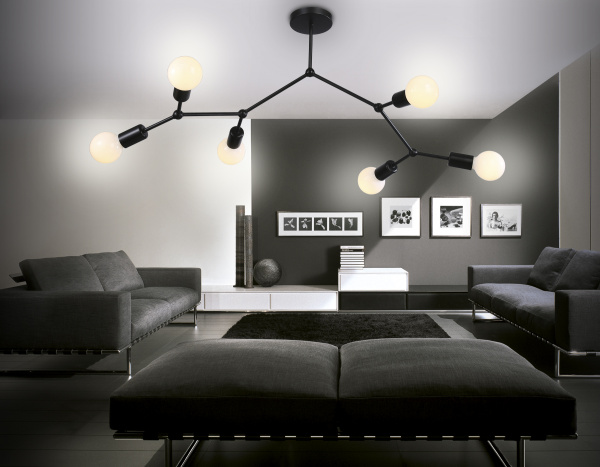 Купить Ambrella Потолочный светильник в стиле лофт TR8036/6 BK черный E27*6 max 40W D670*590