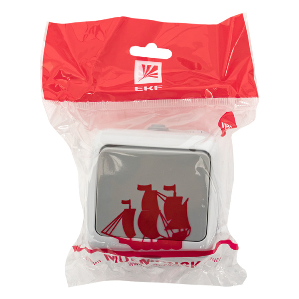 Купить EKF PROxima Мурманск Выключатель проходной 1-клавишный 10А IP54 серый