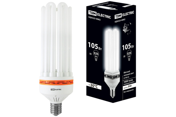 TDM Лампа энергосберегающая КЛЛ-6U-105 Вт-2700 К–Е40 (105х350 мм) SQ0323-0082
