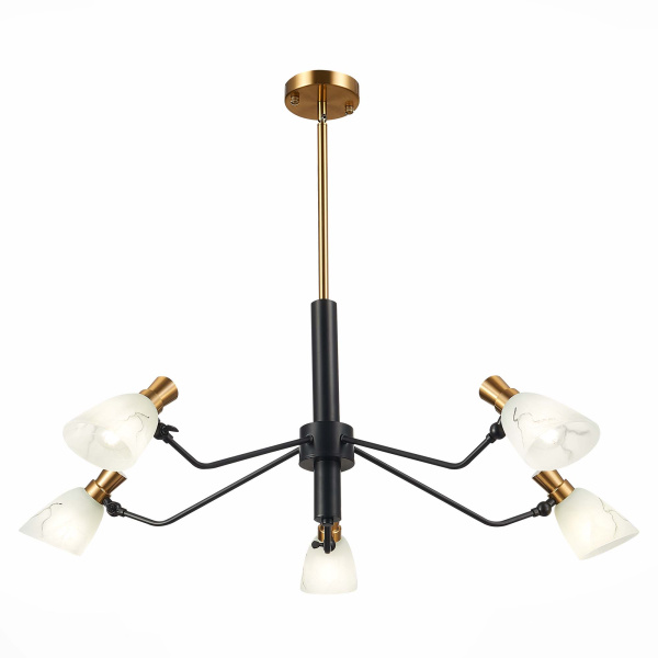 Evoluce SLE205403-05 Люстра подвесная Черный, Латунь/Белый E14 5*60W
