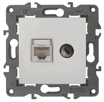 ЭРА 14-3110-01 Elegance Белый Розетка двойная RJ45+TV