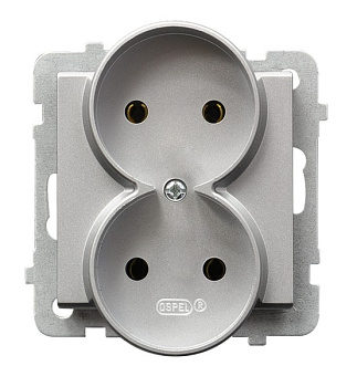 Ospel Sonata Серебро матовое Розетка 2-я б/з (для монтажа в многопоставных рамках), без рамки GP-2RR/m/38