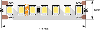 SWG Лента светодиодная ПРО 2835, 168 LED/м, 17,3 Вт/м, 24В , IP20, Цвет: Теплый белый 003490