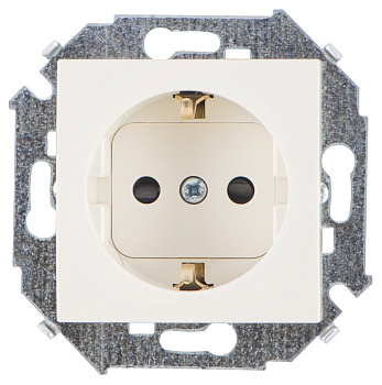 Simon 15 Бежевая Розетка с/з, со шторками, 16А, 250В, винт.зажим 1591443-031
