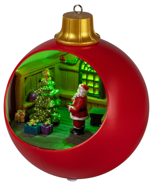 ЭРА Светодиодная новогодняя фигура EFIS-S03 композиция Шар красный мультиколор 3*АА 15*15*17 см