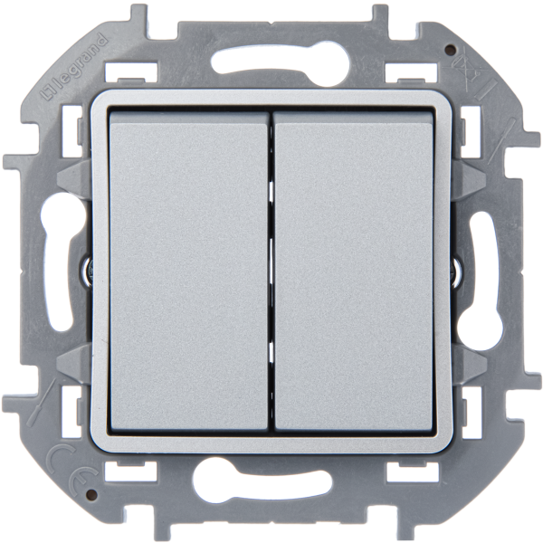 Legrand INSPIRIA Алюминий Переключатель двухклавишный 10 AX - 250 В 673657