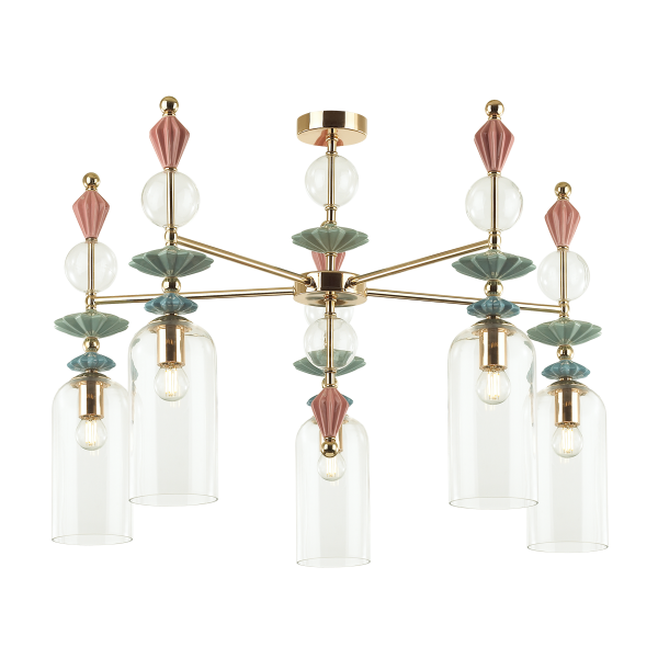 Купить Odeon Light 4855/5C CLASSIC ODL_EX21 золото/раноцветн./керамика/стекло Люстра потолочная E14 5*40W BIZET