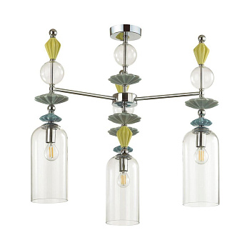 Odeon Light 4893/3C CLASSIC ODL_EX22 33 хром/раноцветн./керамика/стекло Люстра потолочная E14 3*40W 4893/3C BIZET