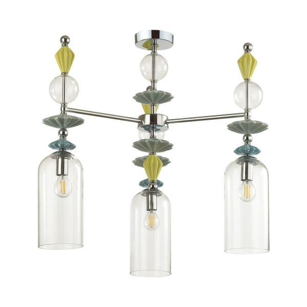 Odeon Light 4893/3C CLASSIC ODL_EX22 33 хром/раноцветн./керамика/стекло Люстра потолочная E14 3*40W 4893/3C BIZET