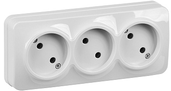 IEK GLORY РС23-2-ХБ Розет. 3-ая без з/к о/у 10А GLORY белый