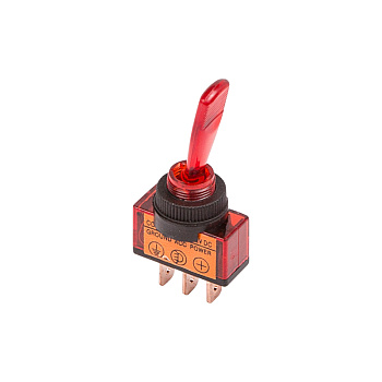Тумблер 12V 20А (3c) ON-OFF однополюсный с красной подсветкой Rexant 36-4370