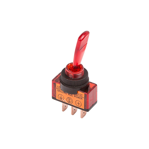 Тумблер 12V 20А (3c) ON-OFF однополюсный с красной подсветкой Rexant 36-4370