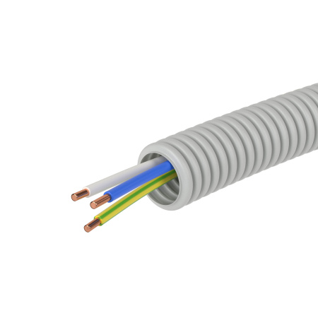 Купить DKC Электротруба ПВХ гибкая гофр. д.16мм, цвет серый, с проводом ПуВ 3х2,5мм² РЭК "ГОСТ+", 50м