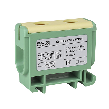 КЭАЗ Клемма вводная силовая OptiClip КВС 6-50 желто-зеленая