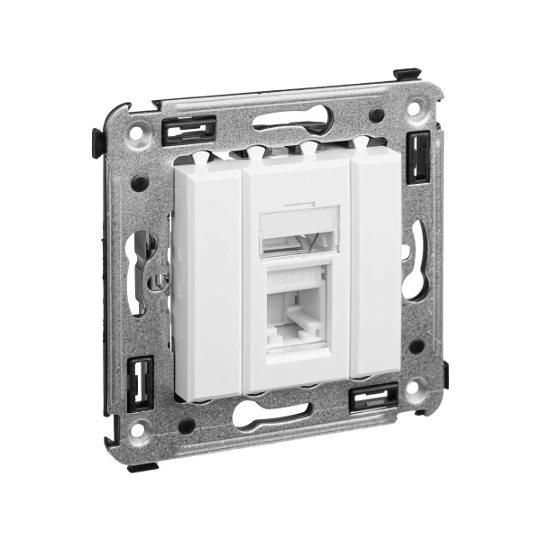 Купить DKC Компьютерная розетка RJ-45 в стену, кат.6 одинарная,"Avanti", "Белое облако"