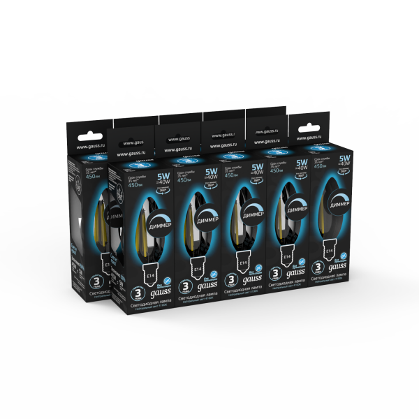 Купить Gauss Лампа Filament Свеча 5W 450lm 4100К Е14 диммируемая LED 103801205-D