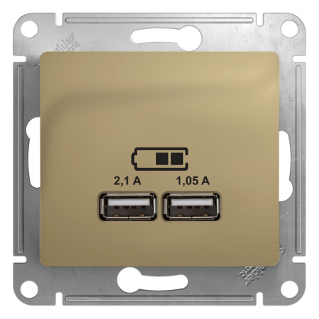 SE Glossa Титан Розетка USB 5В/2,1А, 2х5В/1,05А GSL000433