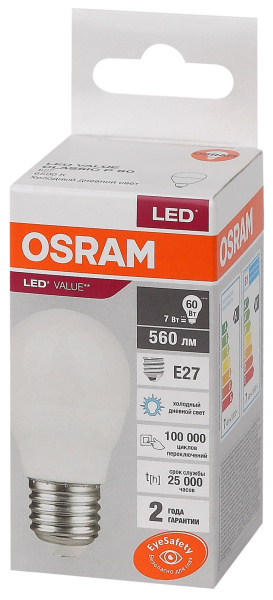 Купить Osram LVCLP60 7SW/865 230V E27 10X1 4058075579866