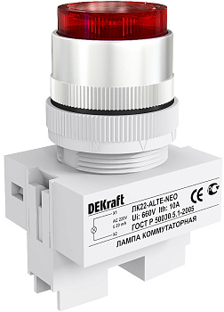 Dekraft Лампа комм. ALTE D22 КРАСНЫЙ неон 220В ЛK-22