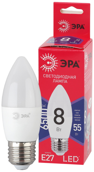 ЭРА LED B35-8W-865-E27 R (диод, свеча, 8Вт, хол, E27)