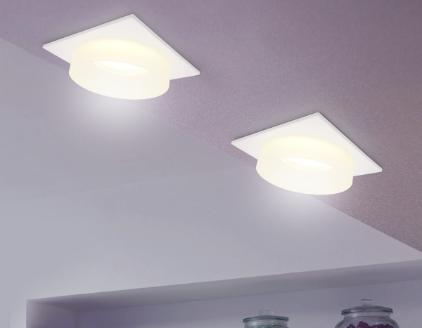 Купить Ambrella Встраиваемый точечный светильник с акрилом TN1314 SWH/FR белый песок/белый матовый GU5.3 92*92*45