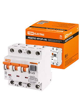 TDM Автоматический Выключатель Дифференциального тока 63 4P C25 30мА SQ0202-0018