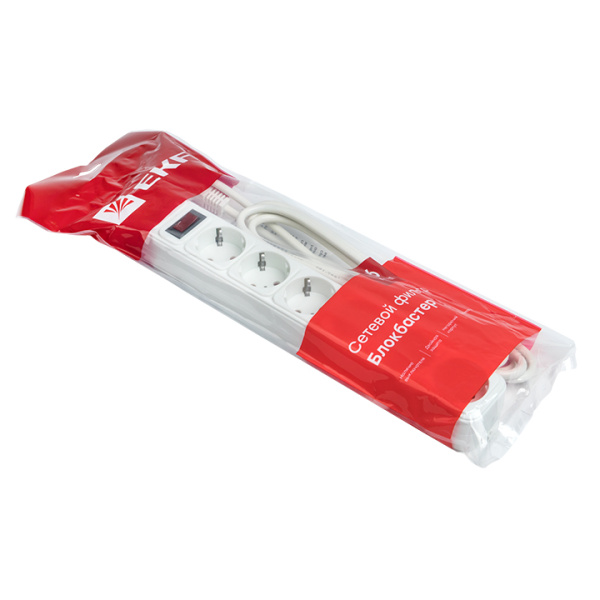 Купить EKF PROxima Сетевой фильтр 6*3м 16А/3,2кВт с выкл. c/з ПВС 3х1,0 Блокбастер XL