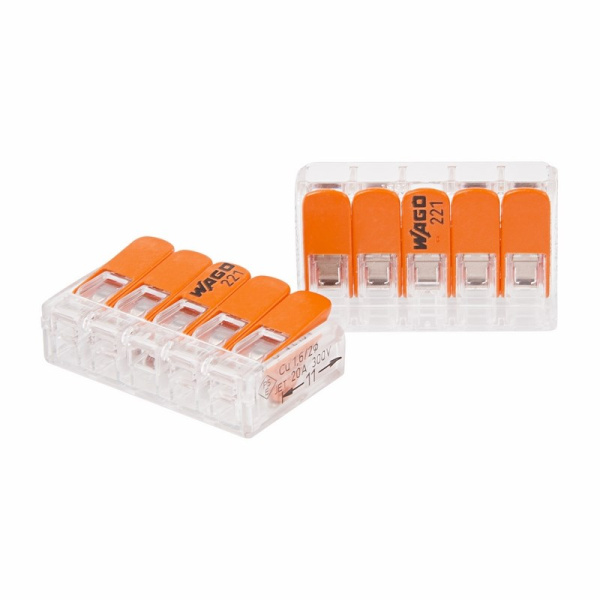 221-415 Клемма 5 контактная компактная 0,2-4 кв. мм 25шт Rexant 07-5165