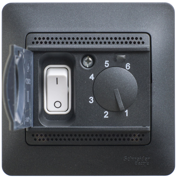 Купить Systeme Electric Glossa Антрацит Термостат электронный теплого пола с датчиком, от +5 до +50°C, 10A (в сборе)