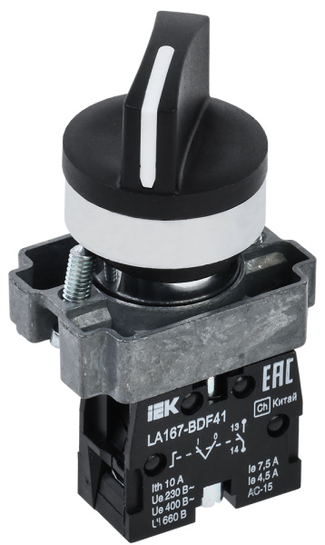 IEK Переключатель LA167-BDF41 2 положения 1з черный