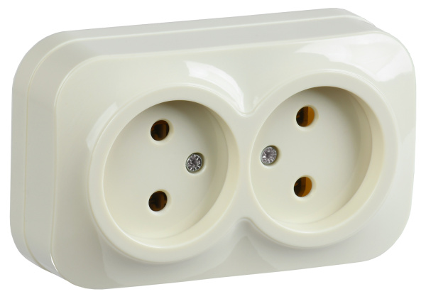 IEK GLORY РС22-2-ХК Розет. 2-ая без з/к о/у 10А GLORY крем.