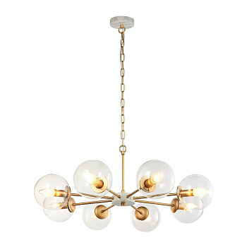 Favourite 2671-8P подвесная люстра Каркас золотого цвета и цвета мрамора, плафоны из прозрачного стекла