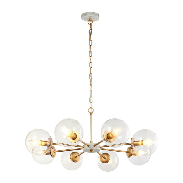 Favourite 2671-8P подвесная люстра Каркас золотого цвета и цвета мрамора, плафоны из прозрачного стекла