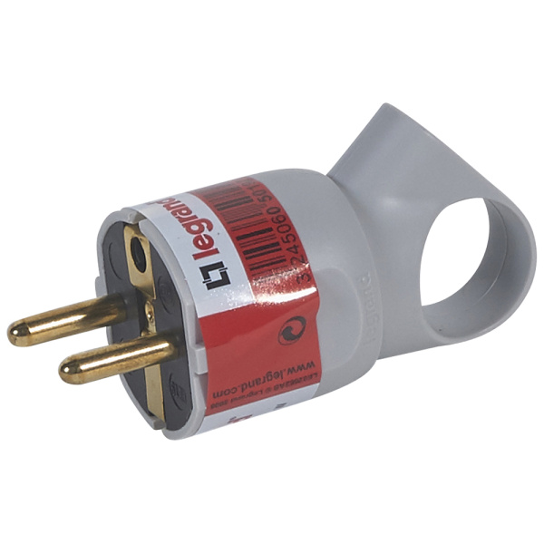 Legrand Элиум Серый Вилка 2Р+З, 16А, кабель мах 3х2.5, пластик 050192