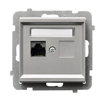 Ospel Sonata Серебро матовое Розетка компьютерная 1-я, категория 5e, RJ-45, без рамки GPK-1R/K/m/38