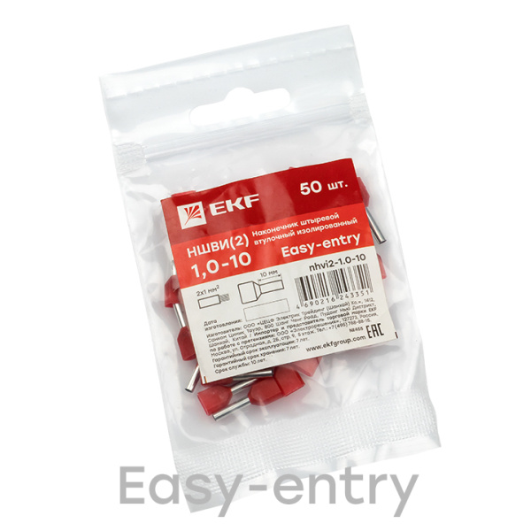 Купить EKF PROxima Наконечник штыревой втулочный НШвИ(2) 1,0-10 (50шт.)