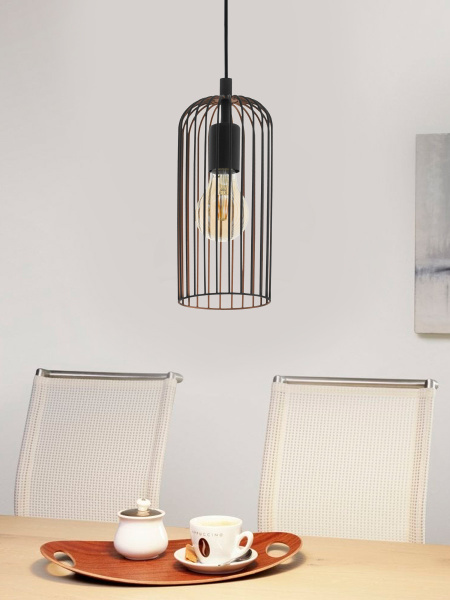 Купить Eglo 49644 Подвес ROCCAMENA, 1х60W (E27), 130, H1100, сталь, черный, медь