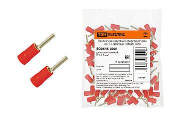 TDM Наконечник круглый штыревой НкИш 0,5-1,5 красный (100шт) SQ0545-0001