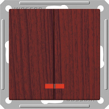 SE Wessen 59 Мореный дуб Выключатель 2-клавишный с подсветкой 16А (сх.5) VS516-251-9-86