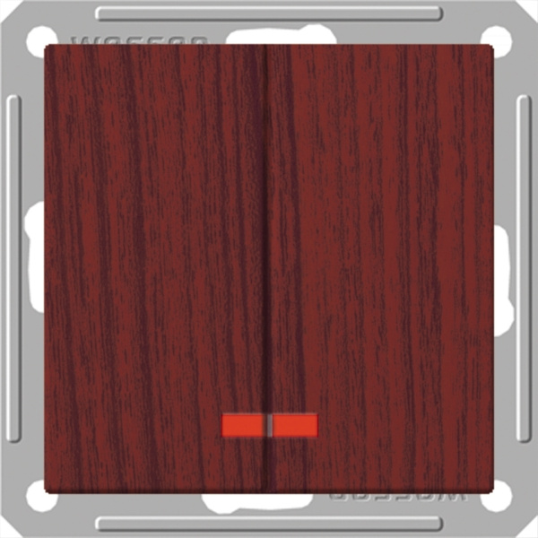 SE Wessen 59 Мореный дуб Выключатель 2-клавишный с подсветкой 16А (сх.5) VS516-251-9-86