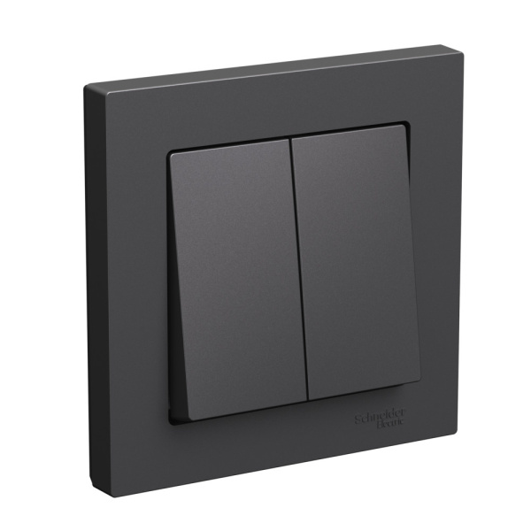Systeme Electric AtlasDesign Базальт Выключатель 2-клавишный, сх.5, 10АХ, в сборе