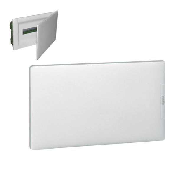 Купить Legrand Practibox Бокс распределительный скрытого монтажа - IP40 IK07 - 1 рейка - 18М. - с клеммниками заземления и нейтрали - белая дверь 401766